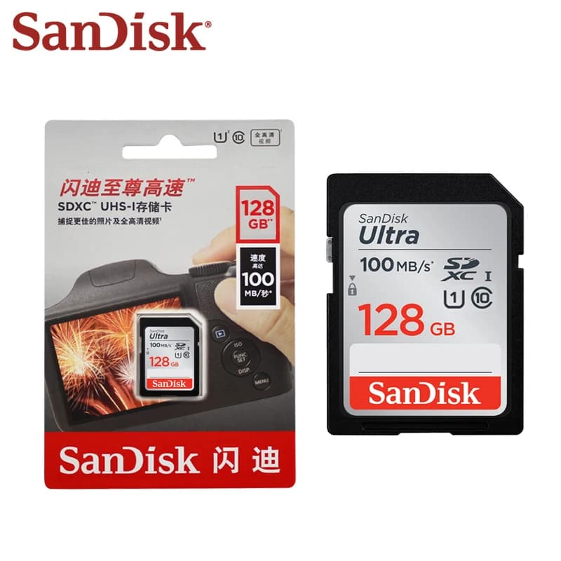 SanDisk Ultra SD Card 32GB 64GB128GB 256GB SDXC Class 10 U1 Flash SD Memory Card High Speed For SLR Camera Shooting 4K  Video