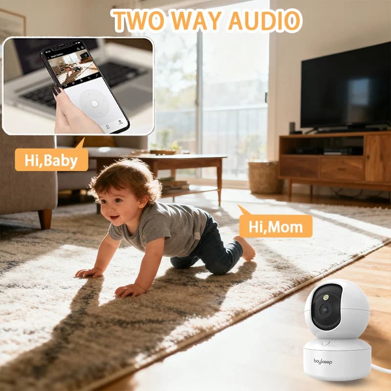 كاميرا Boykeep للحيوانات الأليفة بدقة 2K، تطبيق هاتف، 5G/2.4GHz WiFi، أمان داخلي للرضع، دوران 360 درجة، صوت ثنائي الاتجاه، رؤية ليلية - 6