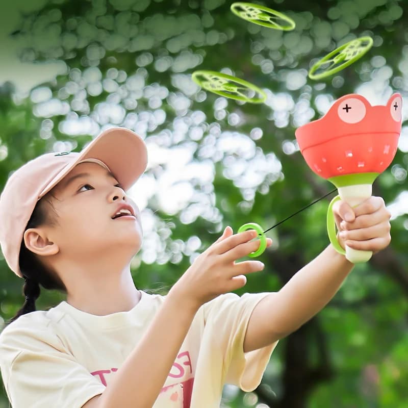 Pull String Flying Saucer Disc Launcher Kids Flying Toys Throw Catch Outdoor Sport Propeller Children Garden Game Gift For Boy - 5