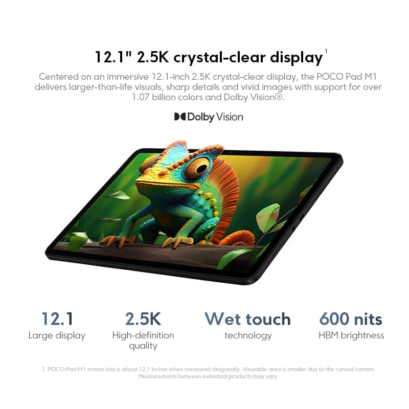 أحدث جهاز لوحي POCO PAD M1 إصدار عالمي معالج Snapdragon 7s الجيل 4 شاشة 12.1 بوصة 120 هرتز 2.5K بطارية 12000 مللي أمبير شحن سريع 33 واط - 2