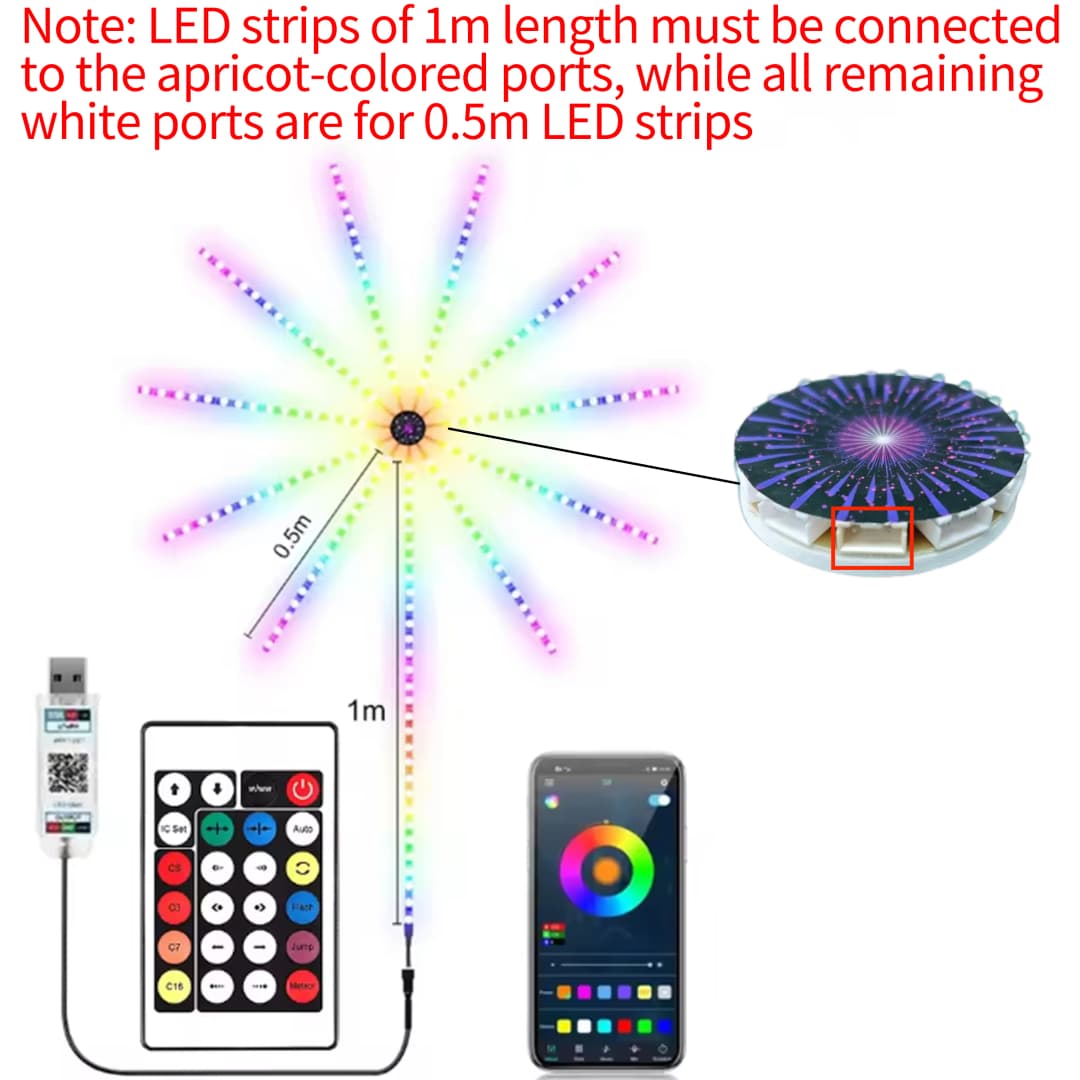 شريط إضاءة LED 5V USB على شكل ألعاب نارية RGBlC مع تحكم عبر تطبيق بلوتوث مصباح ذكي متزامن مع الموسيقى لديكور غرفة النوم - 6