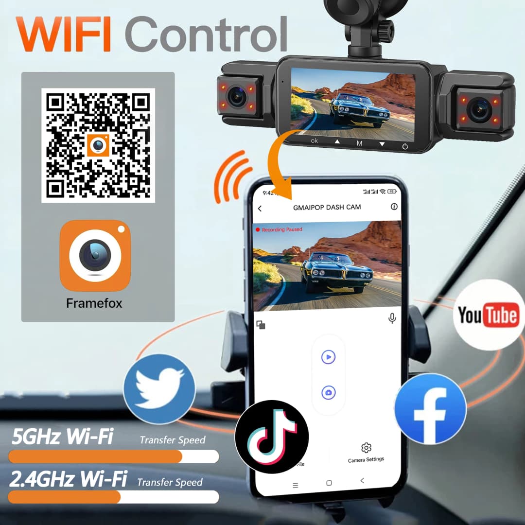 كاميرا سيارة 4 قنوات تسجيل فيديو 360 درجة واي فاي كاميرا تسجيل DVR 1080P أمامي يسار يمين خلفي صندوق أسود 24 ساعة قطع غيار سيارات - 3