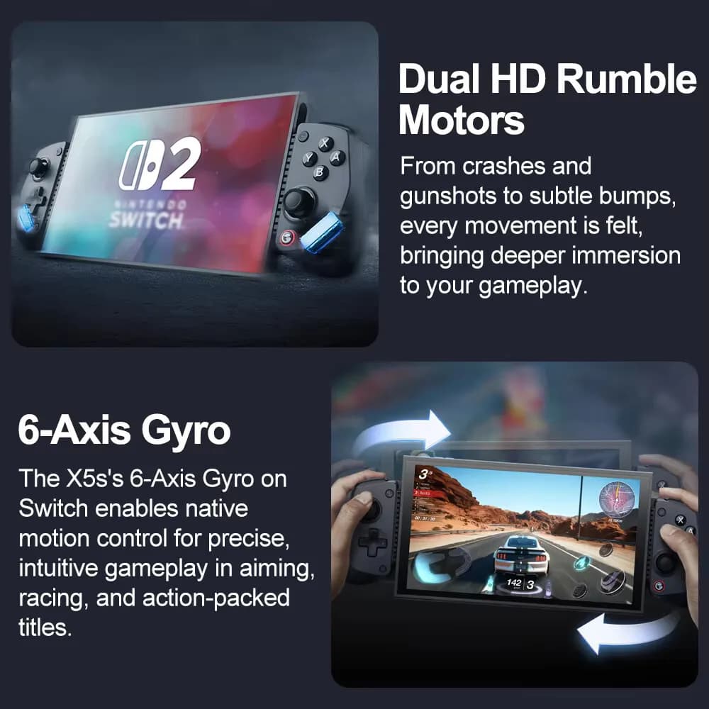 GameSir X5s Wireless Mobile Gaming Controller for Android iOS PC Gamepads  Nintendo Switch 2/1 Controle 6-Axis Gyro HD Rumble - 6