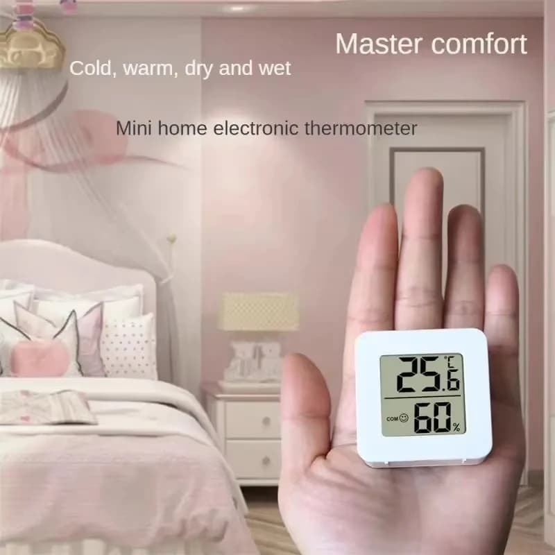 4 قطع ميزان حرارة ورطوبة رقمي صغير بشاشة LCD، لمراقبة درجة الحرارة والرطوبة في الداخل والخارج - 4