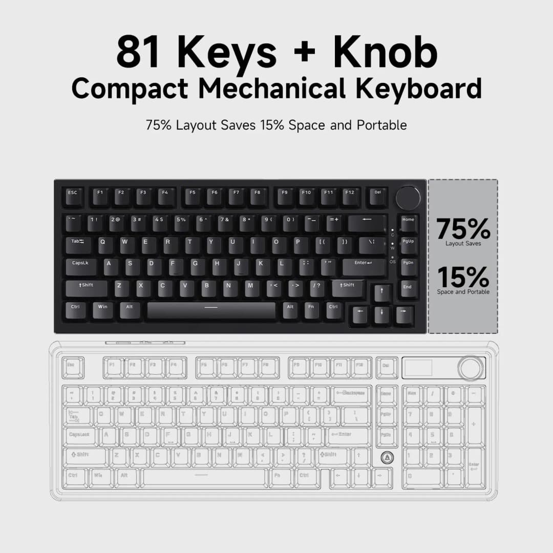 لوحة مفاتيح ميكانيكية AJAZZ AK820 Pro للألعاب، سلكية ولاسلكية، ثلاثية الوضع، إضاءة RGB خلفية، قابلة للتبديل السريع، تخطيط 70%، متوافقة مع PC/Mac - 5