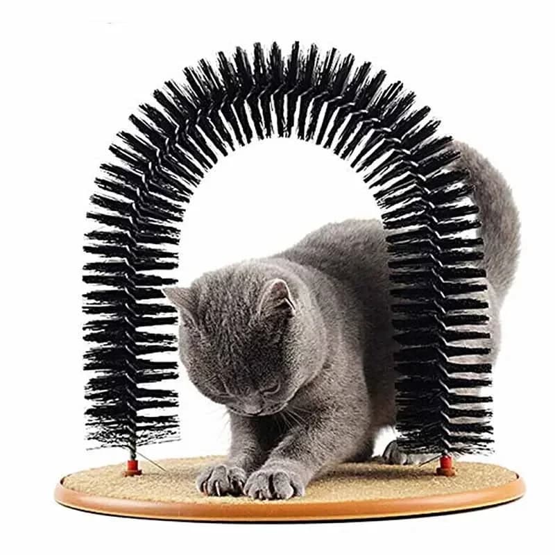 Cat Toy Arch Self Groome Pamper Feline with A Massage Grooming Rubbing Brush with Scratching Pad Toy for Cats Interactive Toys - 5