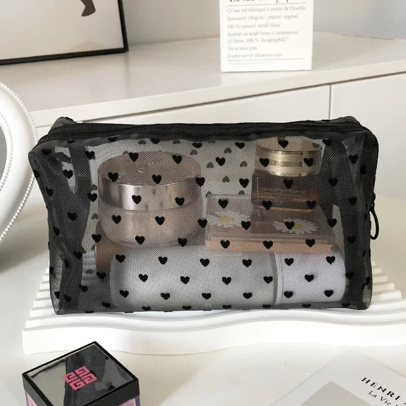 Makeup Bag Outdoor Personalized Transparent Nylon Mesh Cosmetic Bags Pouch Travel Organizer Zipper Beach Makeup Women's Purse - 4