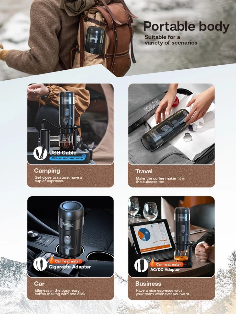 HiBREW Portable Coffee Machine for Car & Home,DC12V  Expresso Coffee Maker Fit Nexpresso Dolce  Pod Capsule  Coffee Powder H4A - 3