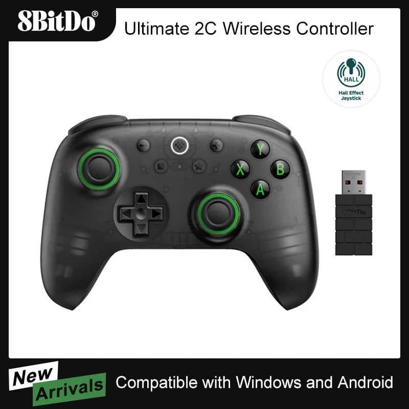 8BitDo Ultimate 2C وحدة تحكم ألعاب لاسلكية لون جديد يد تحكم عصا تحكم لكمبيوتر Windows 10/11 Steam Deck Raspberry Pi أندرويد