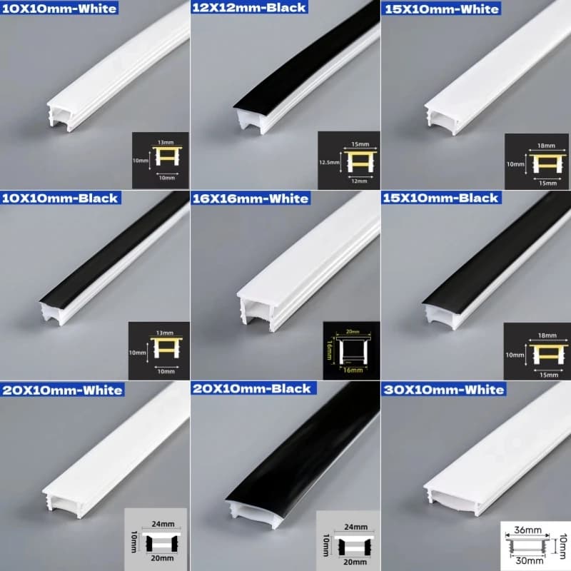 مصباح نيون LED مرن أسود، أنبوب سيليكون، موزع ضوء، قناة مدمجة، مقاوم للماء، شرائط نيون WS2811 وWS2812B - 4