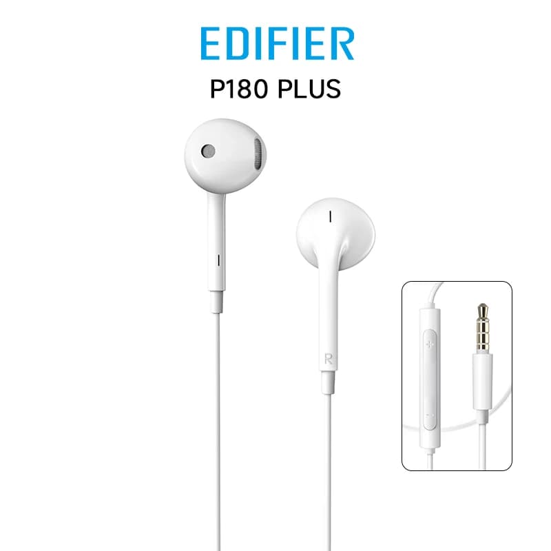 سماعات سلكية Edifier P180 Plus، 3.5mm، تحكم AUX، مكالمات واضحة مع ميكروفون