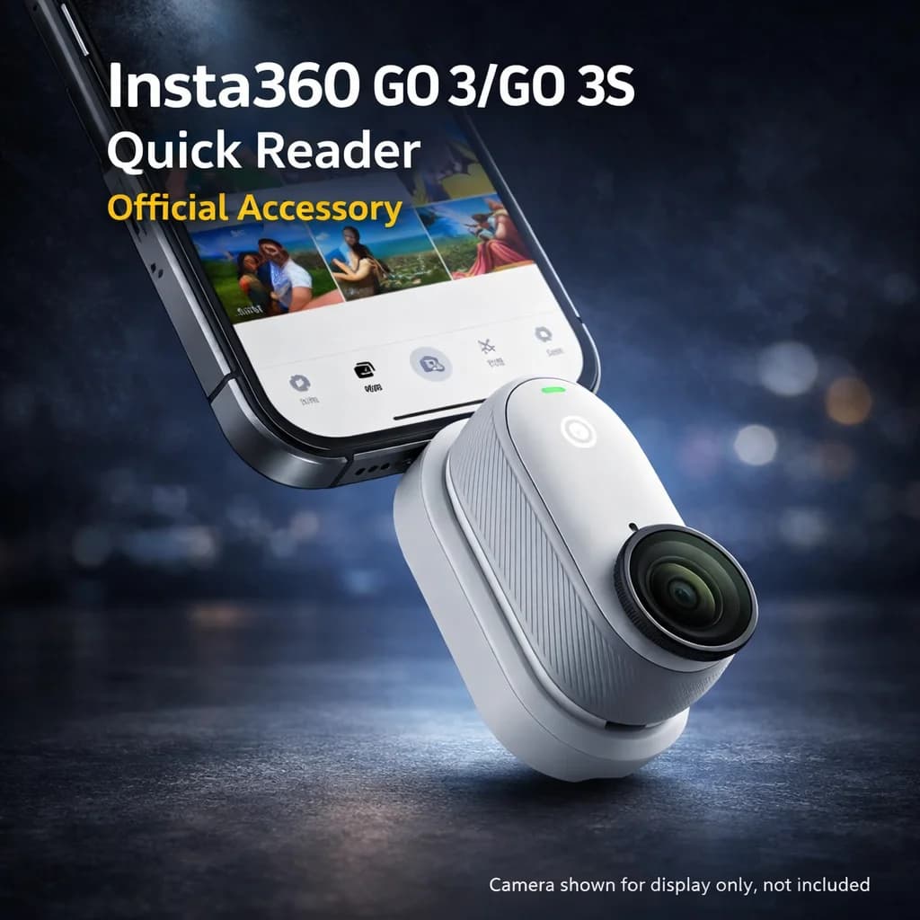 إكسسوار رسمي قارئ سريع Insta360 GO 3/GO 3S، لا حاجة لواي فاي، نقل مباشر للهاتف، توسيع التخزين الخارجي