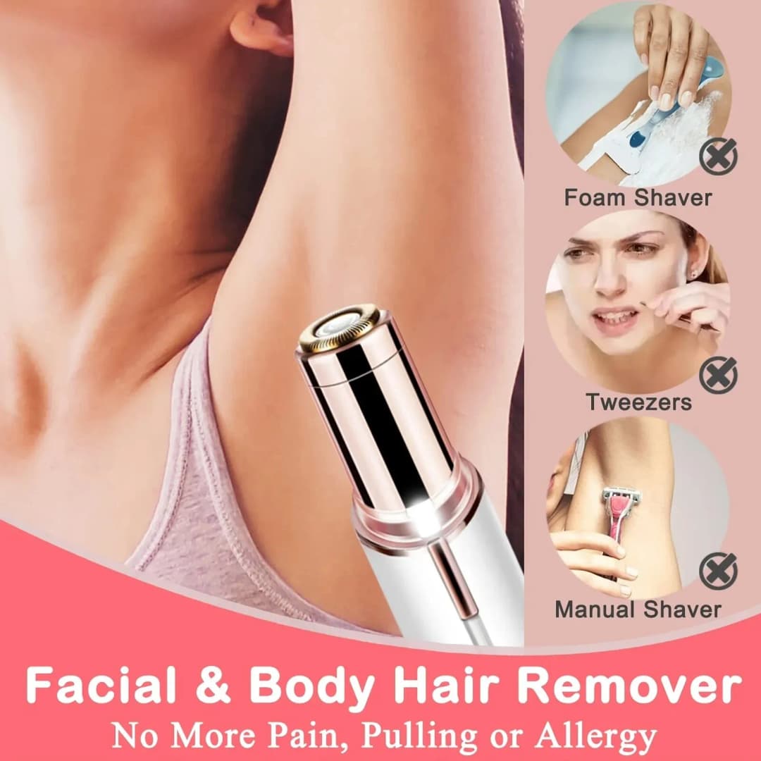 مزيل شعر كهربائي محمول على شكل أحمر شفاه للنساء، إزالة شعر الوجه بدون ألم وفعالة، أداة حلاقة منزلية - 3