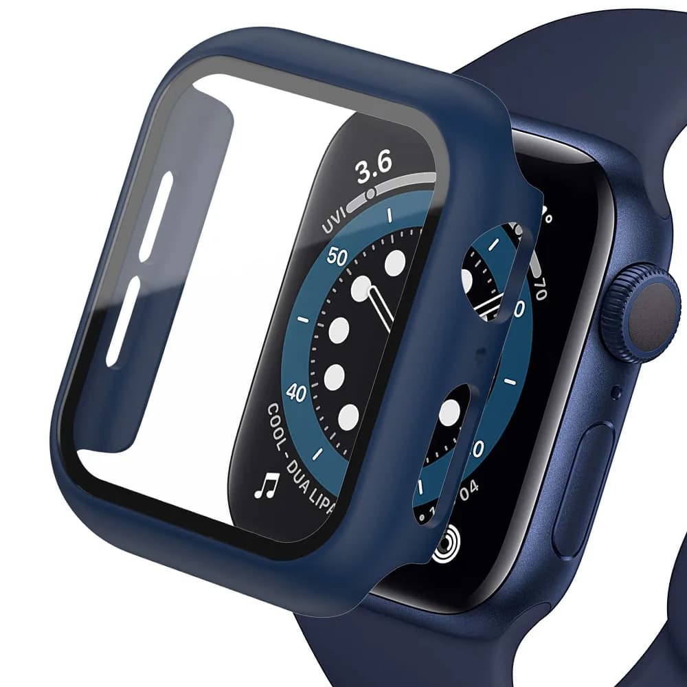 Tempered Glass+cover For Apple Watch 9 8 41mm 45mm 42mm 38mm PC bumper Screen Protector Case iWatch series 7 6 5 4 se 44mm 40mm - 2