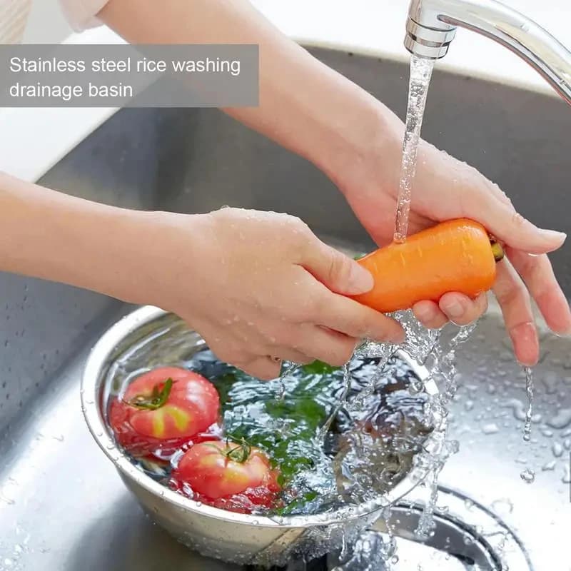 Rice Washer Strainer Bowl Stainless Steel 304 Rice Washing Bowl Rice Sieve Colander Fruit And Vegetable Strainer Kitchen Tools - 4
