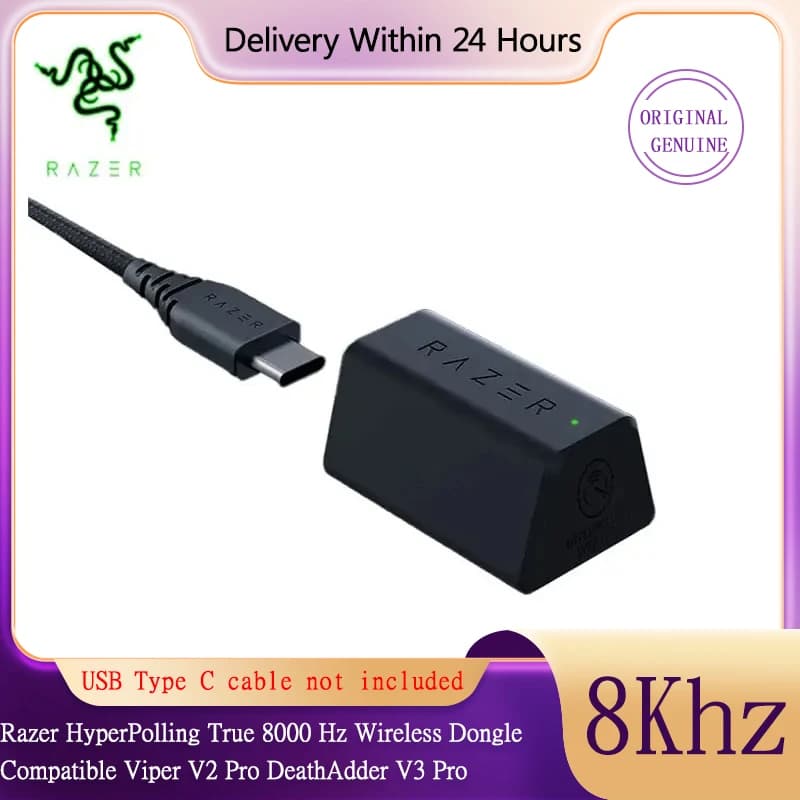 محول Razer HyperPolling أصلي لاسلكي 8KHz متوافق مع Cobra Pro Viper V2 Pro DeathAdder V3 Pro و Basilisk V3 Pro