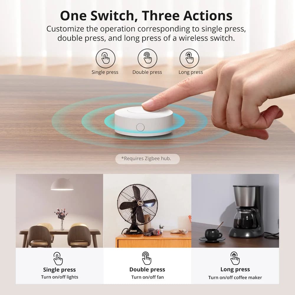 SONOFF SNZB-01P Smart Zigbee Wireless Switch 1-10PCS Smart Scene via eWeLink Two-Way Control with TX Ultimate NSPanel Pro Switch - 2