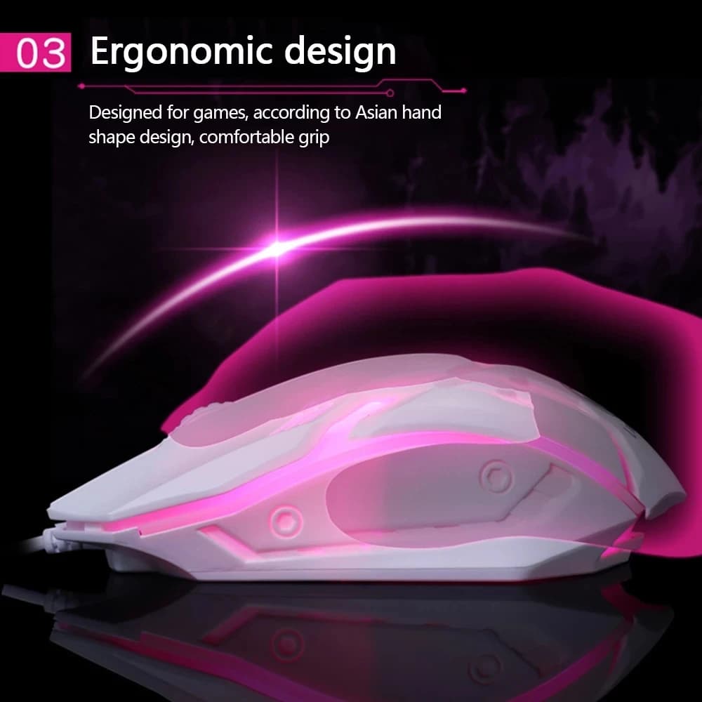 ماوس سلكي مضيء بإضاءة LED من Limei S1 للألعاب الرياضية الإلكترونية، ماوس صامت لأجهزة الكمبيوتر المكتبية والمحمولة ومكاتب الألعاب - 4