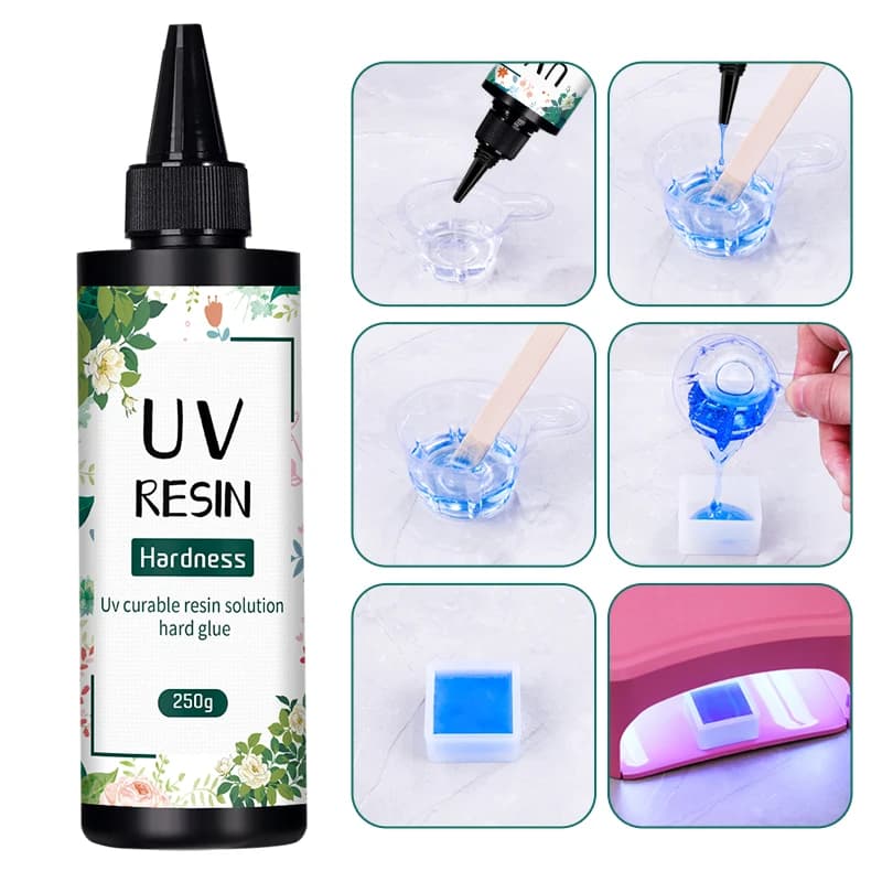 UV Resin Glue 20g/50g/100g/250g/1000g Epoxy Resin and UV Lamp High Transparency Fast Drying and High Hardness for DIY Jewelry - 2