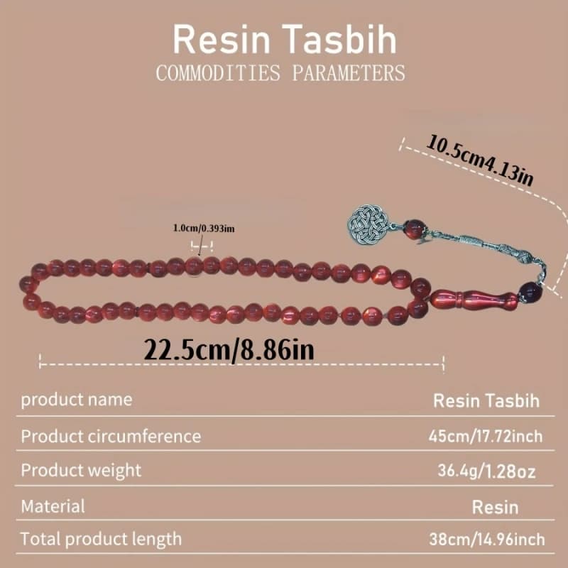A men's bracelet with 45 pieces of 10mm Arab-style fashionable resin beads, suitable for all kinds of festivals and occasions - 6