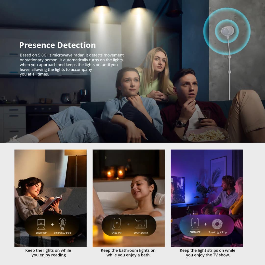 SONOFF SNZB-06P مستشعر وجود بشري Zigbee كاشف رادار مستشعر حركة أتمتة المنزل الذكي لـ Alexa Alice ZHA Zigbee2MQTT - 3
