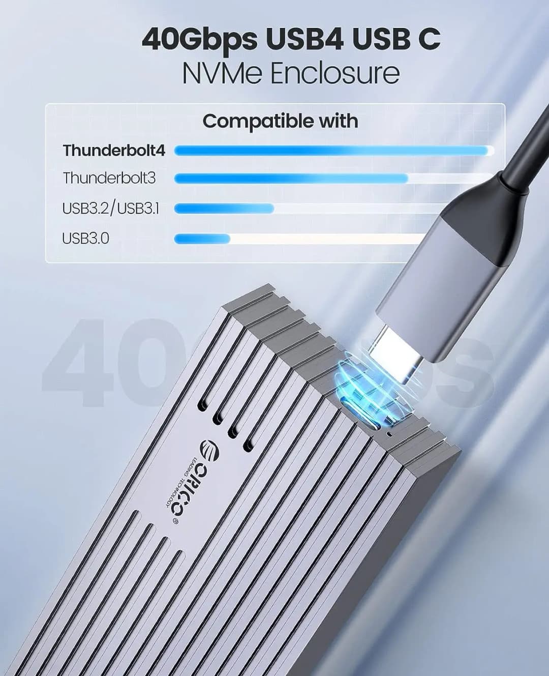 ORICO NVMe M.2 SSD Enclosure USB4 40Gbps PCIe3.0x4 20Gbps 10Gbps M.2 External Case Compatible with Thunderbolt 3/4 USB3.2/3.1 - 5