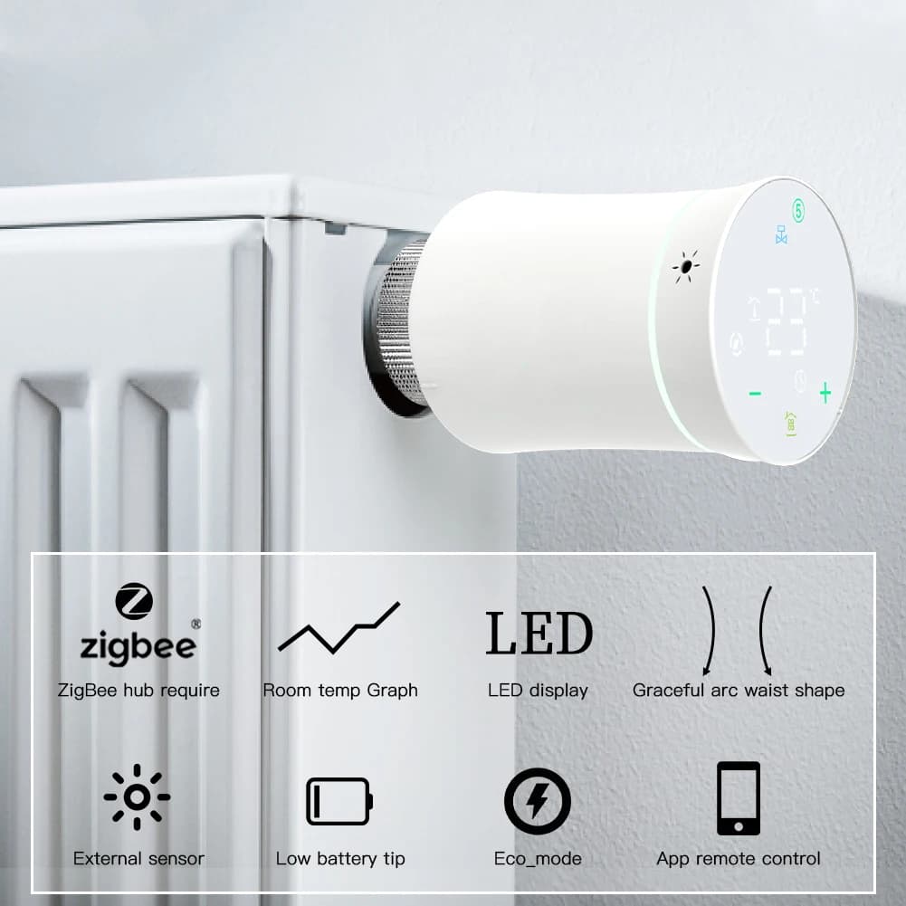 MOES Tuya ZigBee3.0 New Radiator Actuator Valve Smart Programmable Thermostat Temperature Heater TRV With Alexa Voice Control - 2
