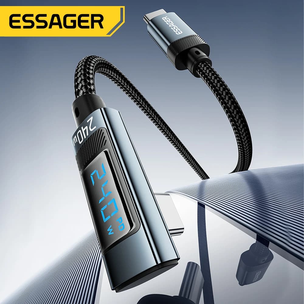 كابل إيساجير 240 واط USB Type C بزاوية 90 درجة PD شحن سريع لهواتف آيباد وماك بوك برو وشاومي وسامسونج وهواوي - 3
