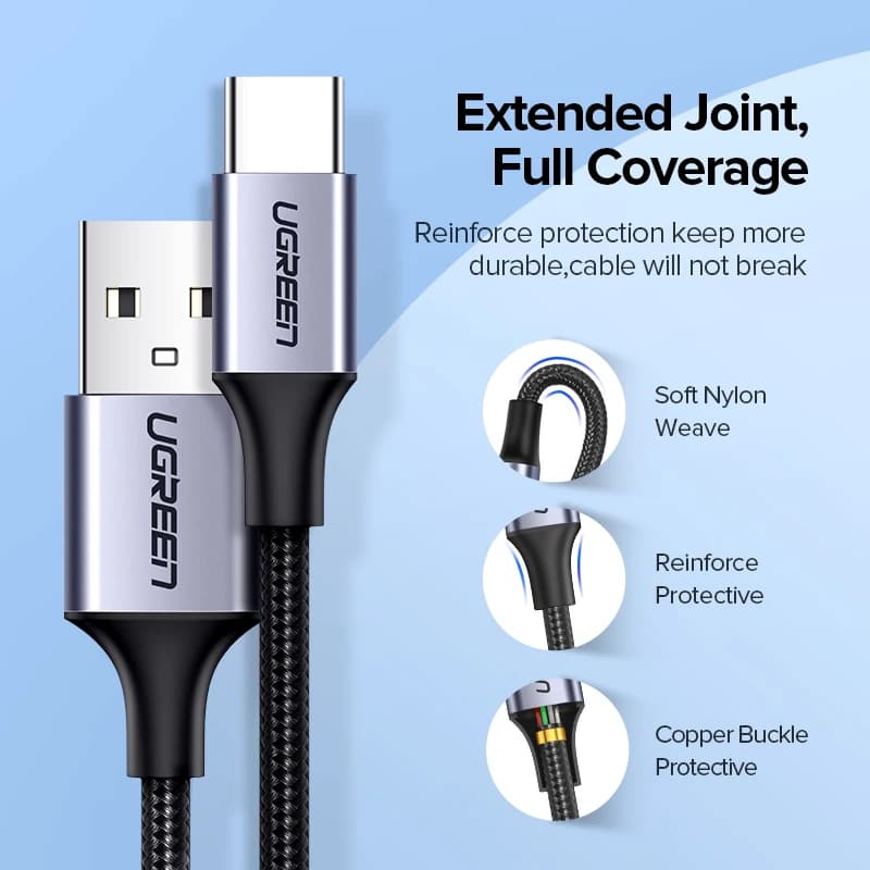 UGREEN USB Type C Cable 3A Fast Charging for Samsung S20 S21 Xiaomi POCO USB C Wire Cord USB C Charger Phone Charging Cable Cord - 5