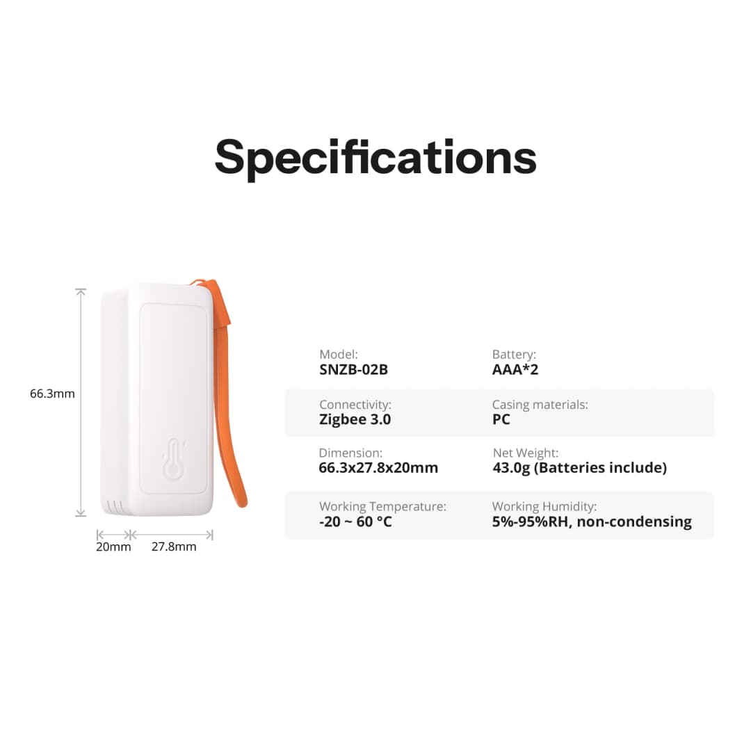 مستشعر درجة الحرارة والرطوبة SONOFF Zigbee للمنزل الذكي Airguard TH Lite SNZB-02B، تحكم عبر تطبيق Ewelink، يعمل مع أليكسا وجوجل - 5