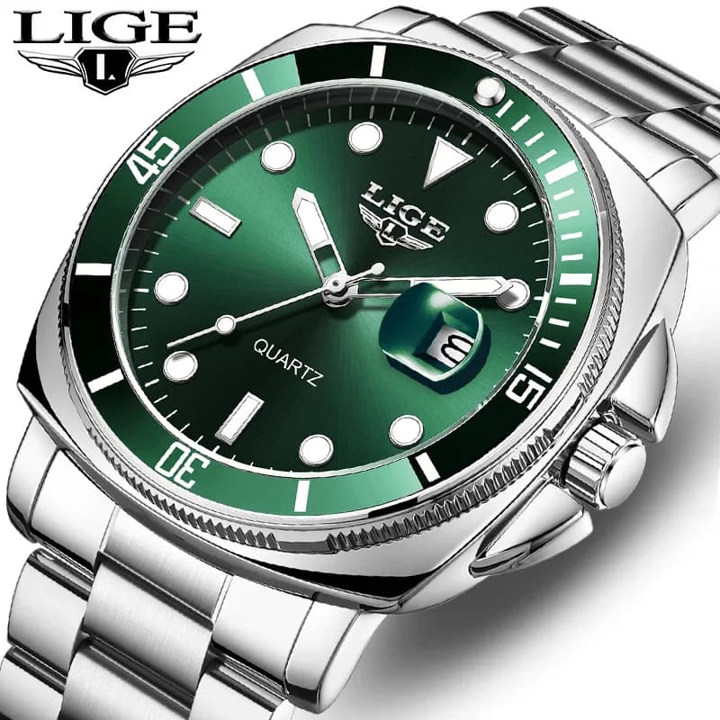 LIGE New Watch Men Business Casual Wristwatch Luxury Date Quartz Watch Stainless Steel Watches For Men Clock Relogios Masculino