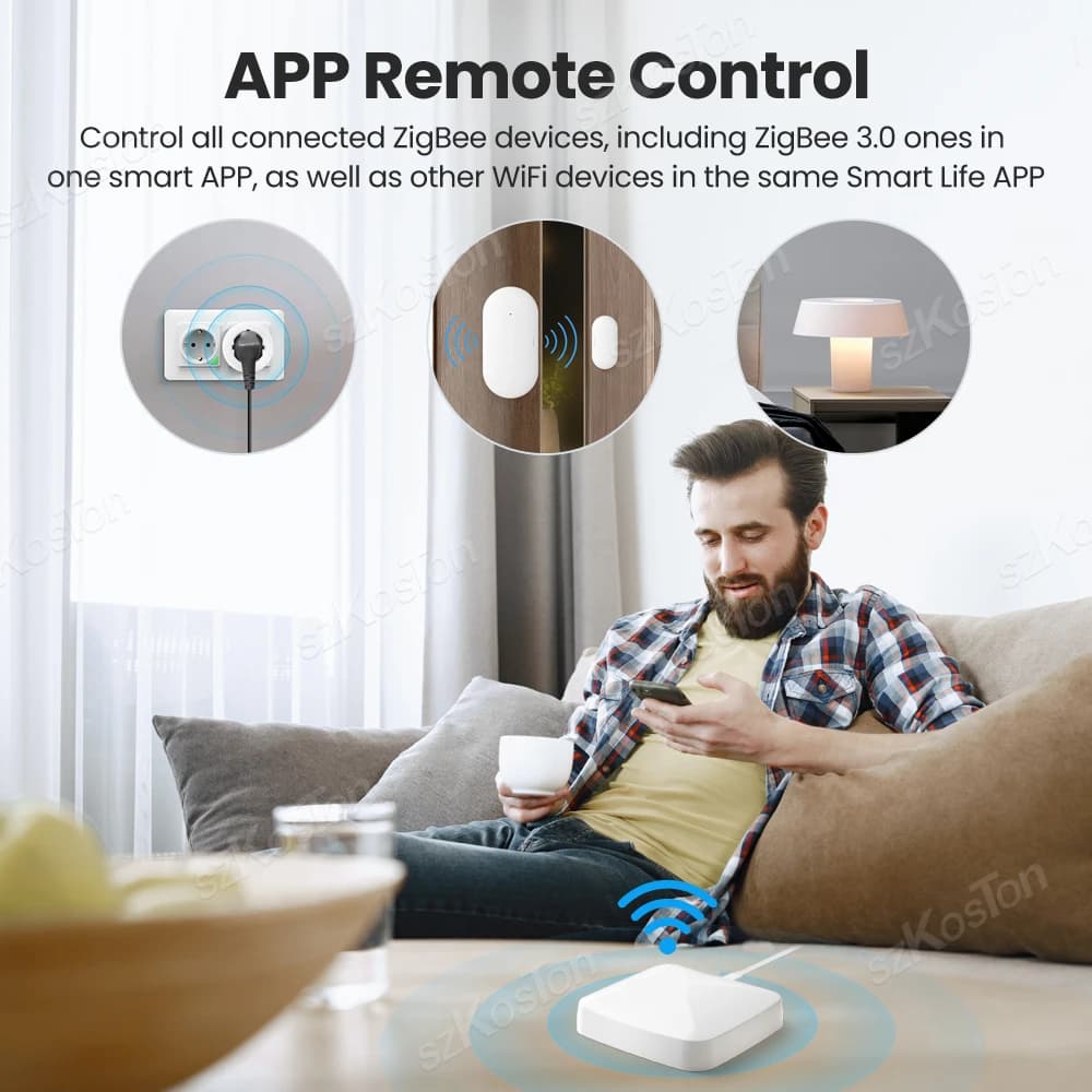 جهاز أتمتة منزلية ذكية Tuya Smart Life تطبيق Zigbee 3.0 مركز بوابة جسر لاسلكي بتحكم عن بعد يعمل مع Alexa وGoogle - 4