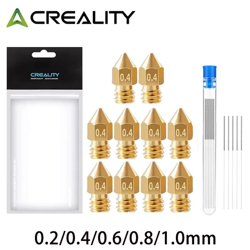 10 قطع فوهات Creality الرسمية 0.4 مم فوهات طارد MK8 مع منظف إبر لـ Ender 3/3 Pro/3 V2، Ender 5/5 Pro، CR-10
