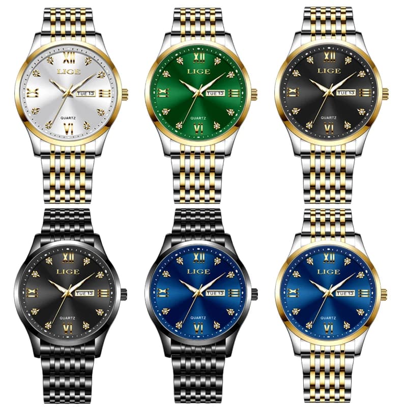 LIGE New Ladies Waterproof Watches Fashion Business Diamond Bracelet Watch For Women Simple Casual Luminous Quartz Chronograph - 6