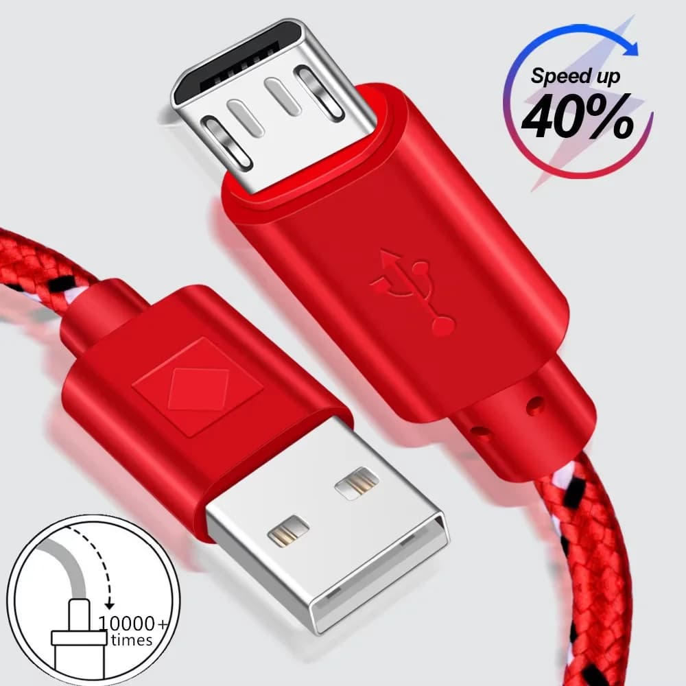 كابل مايكرو USB 2.4A بطول 0.5 متر/1 متر/2 متر/3 متر لمزامنة البيانات والشحن، متوافق مع سامسونج وهواوي وXiaomi وأجهزة أندرويد، نايلون مضفر - 2