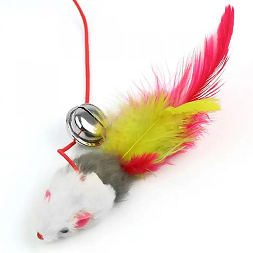 Pet Cat Bell The Dangle Mouse Feather Rod Roped Funny Kitten Cat Teaser Interactive Toy Rod Playing Toys Cats Stick Wire Chasers - 5
