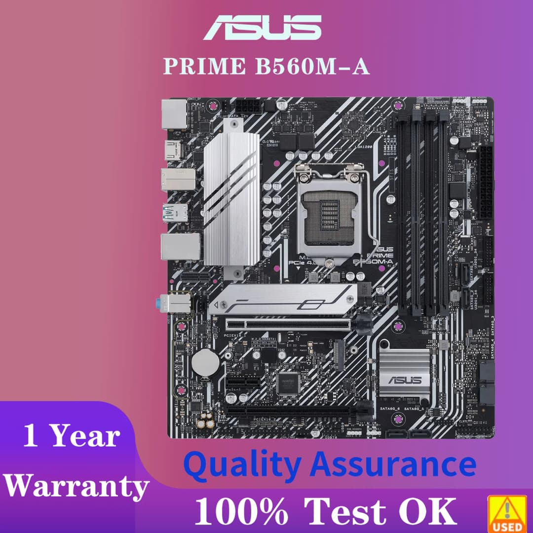 لوحة أم آسوس PRIME B560M-A، مقبس LGA1200، CPU، DDR4 5000 (OC)، شريحة B560، mATX