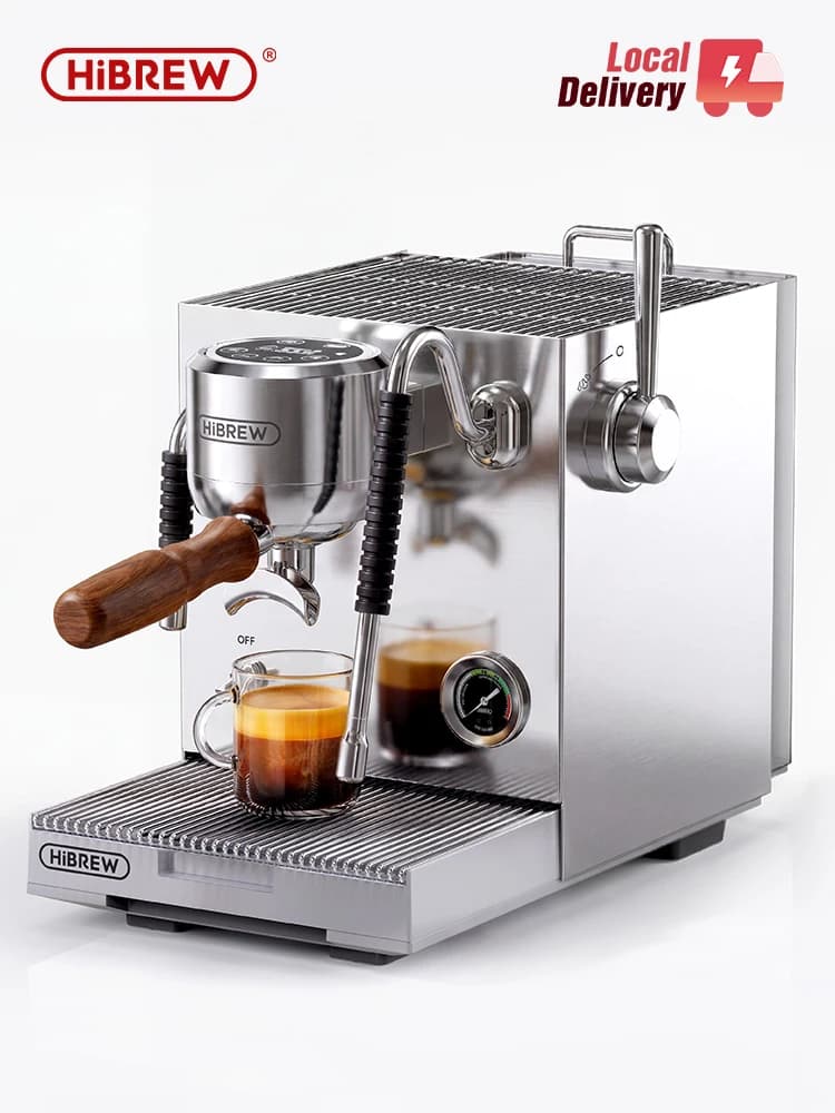 آلة قهوة تجارية HiBREW H21 بنظام 3 غلايات، مضخة مزدوجة، ضبط درجة حرارة الاستخراج، صانعة كابتشينو ولاتيه
