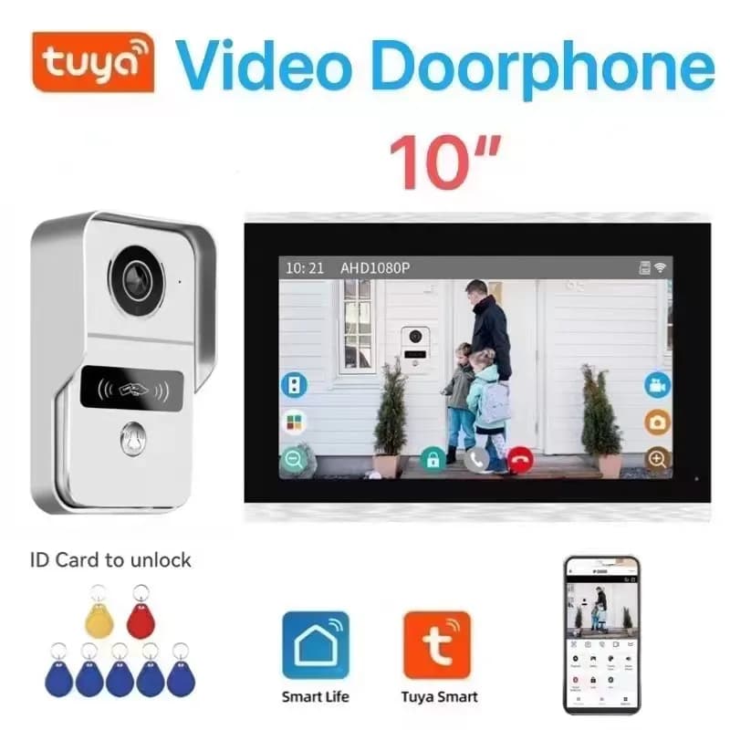 نظام إنتركوم فيديو رقمي 4 أسلاك شاشة 7 / 10.1 بوصة لاسلكية WIFI بدقة 1080P كاميرا باب فيديو جرس باب بفتح عبر Tuya
