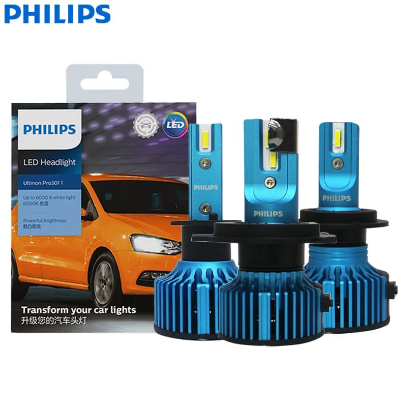Philips LED H1 H4 H7 H11 HB3 HB4 HIR2 Ultinon Pro3011 Car LED Headlight 9005 9006 9012 Auto 6000K Bright White Original Bulbs 2x - 3