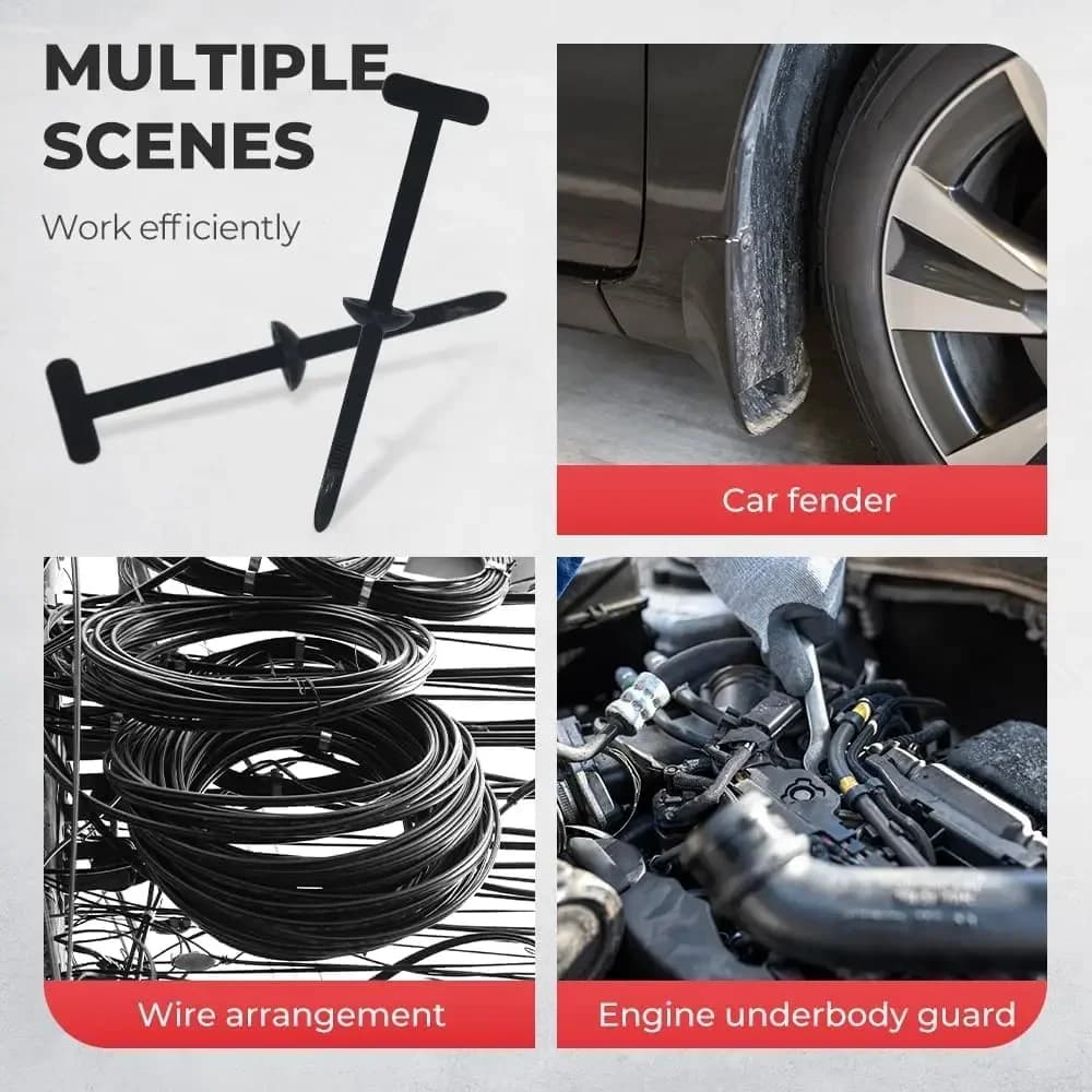 300/1PCS Universal Nylon Zip Ties Self-locking Plastic Cable Tie Fastening Rings Zipper Wrap Straps with Clips Car Accessories - 5