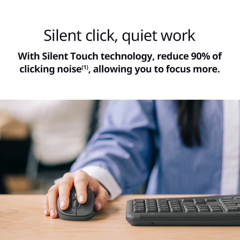 ماوس Logitech M850L لاسلكي، تصميم مريح، مستقبل USB 2.4G، نقرة صامتة، ماوس مكتبي للكمبيوتر المحمول والسطح المكتب - 4