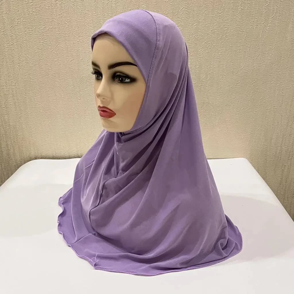 حجاب إسلامي للأطفال بنات من 7 إلى 12 سنة وشاح إسلامي شالات قماش ناعم مطاطي حجاب بنات ماليزيا بالجملة - 5
