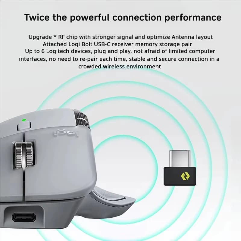 ماوس Logitech MX Master 4 ردود فعل لمسية حلقة MagSpeed 8000DPI ماوس بلوتوث لاسلكي مريح بطارية 70 يوم - 6