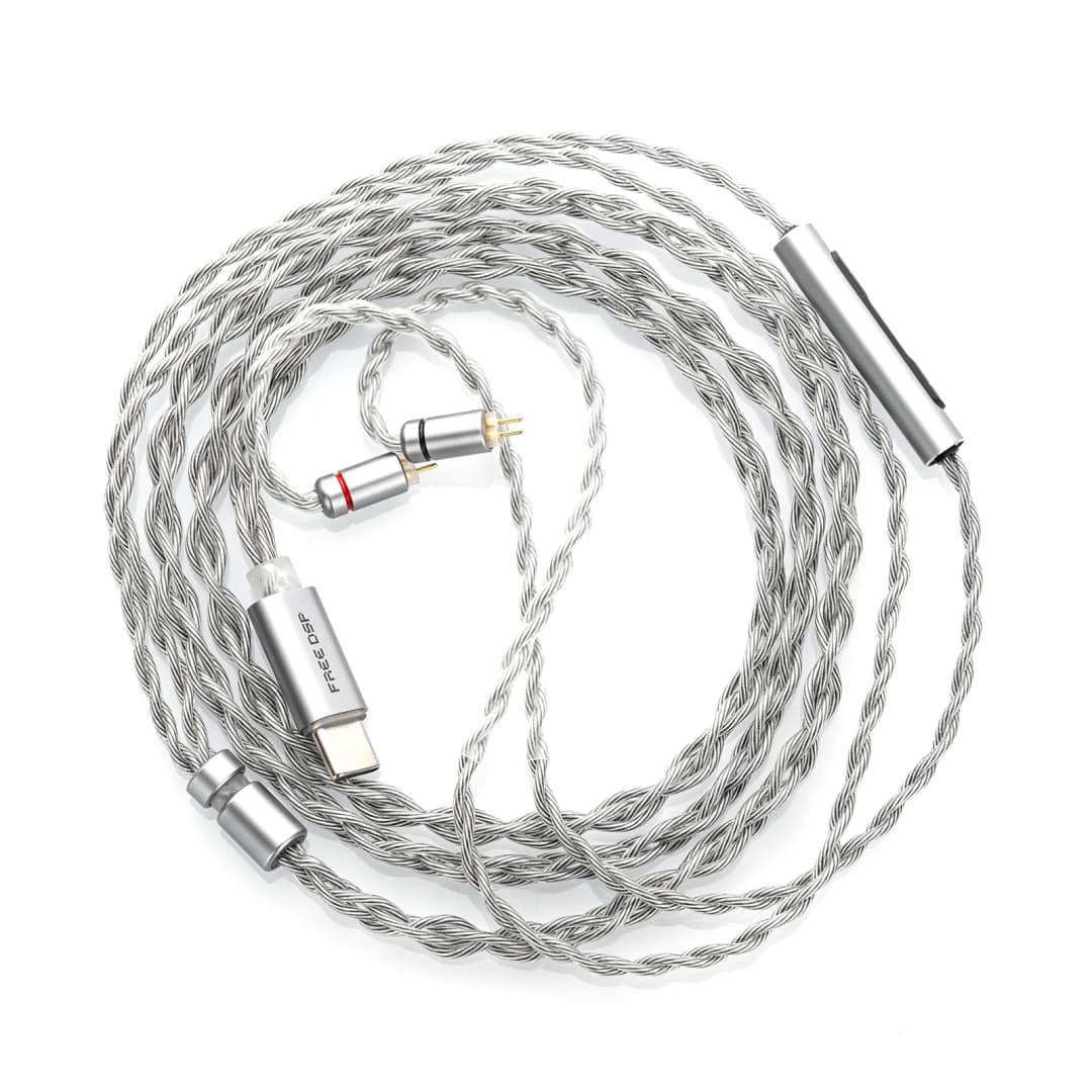 كابل سماعات Moondrop Free DSP USB-C تصميم مطلي بالفضة HiFi كابل ترقية كابل إخراج صوت متوازن بالكامل كابل سماعات الرأس