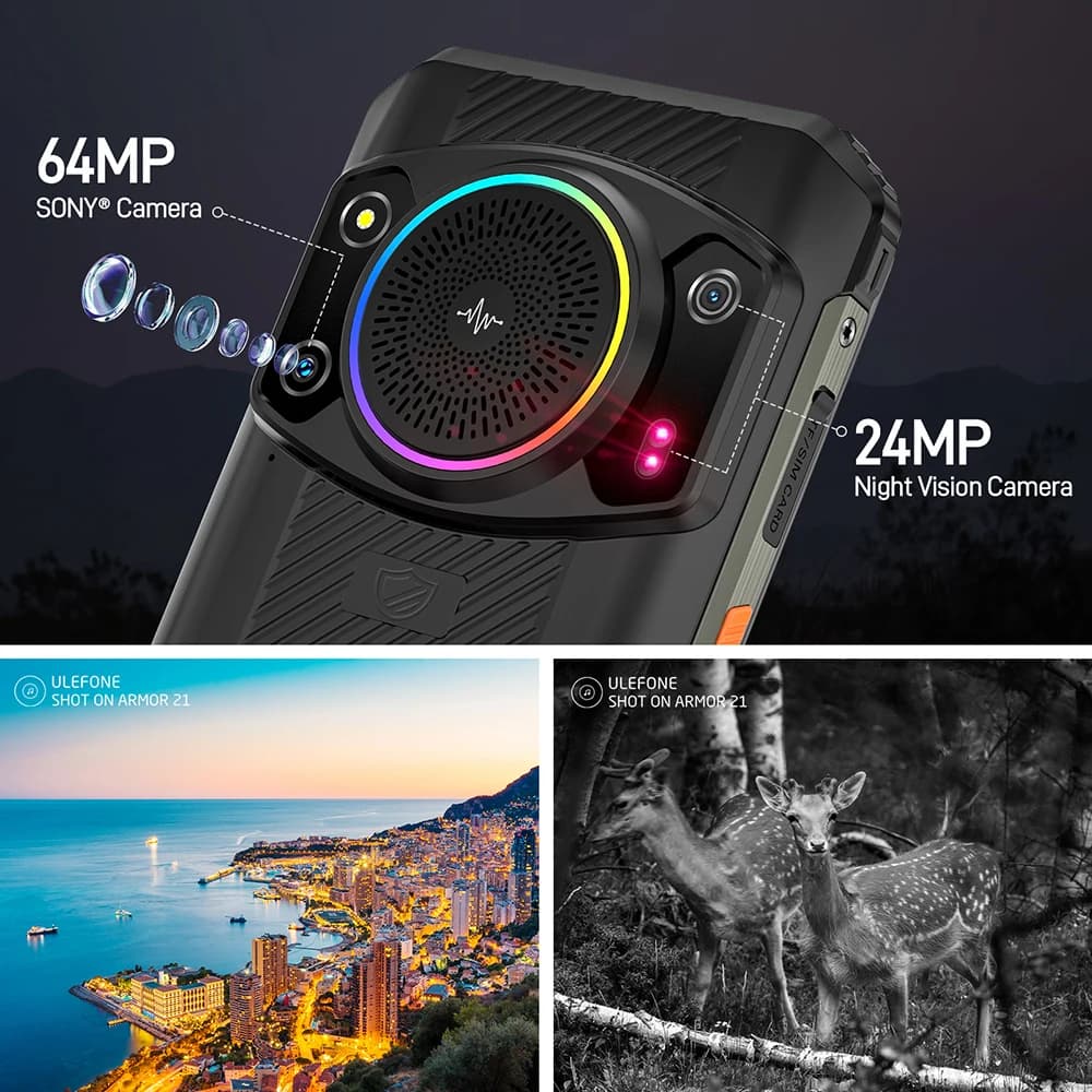 Ulefone Armor 21 16GB RAM 256GB ROM ，Android15  Helio G99 6nm, 64MP Camera,24MP Night Vision Camera ,9600mAh.6.58"120Hz.NFC - 3