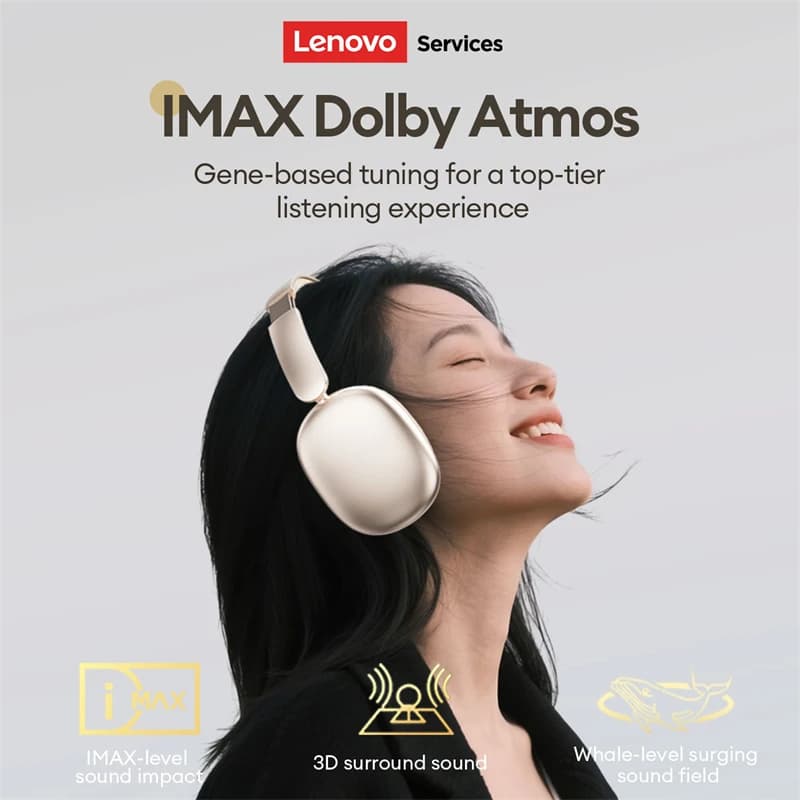 سماعات رأس لاسلكية Lenovo LES-107 بلوتوث 5.0 مع صوت محيطي، قابلة للطي، ألعاب، باس HIFI، بطارية تدوم 26 ساعة - 3