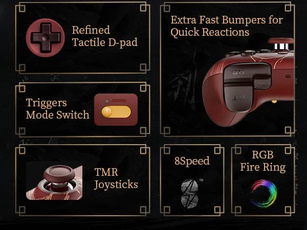 وحدة تحكم لاسلكية 8BitDo Ultimate 2 WUCHANG، وحدة تحكم بعصي TMR مع قاعدة شحن للكمبيوتر الشخصي، ويندوز 10، 11، أندرويد - 6