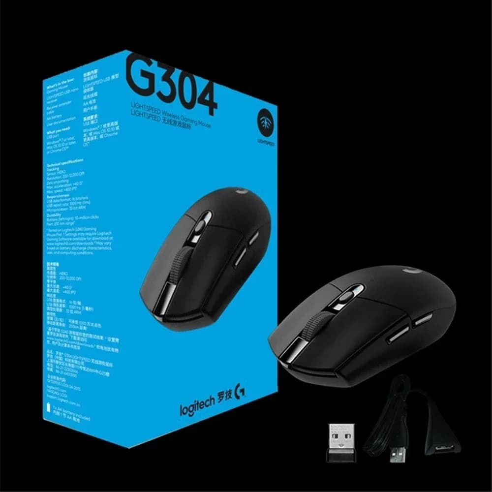 ماوس Logitech G304 Lightspeed لاسلكي للألعاب، 6 أزرار قابلة للبرمجة، 12000DPI، بطارية، USB، إضاءة RGB، أصلي