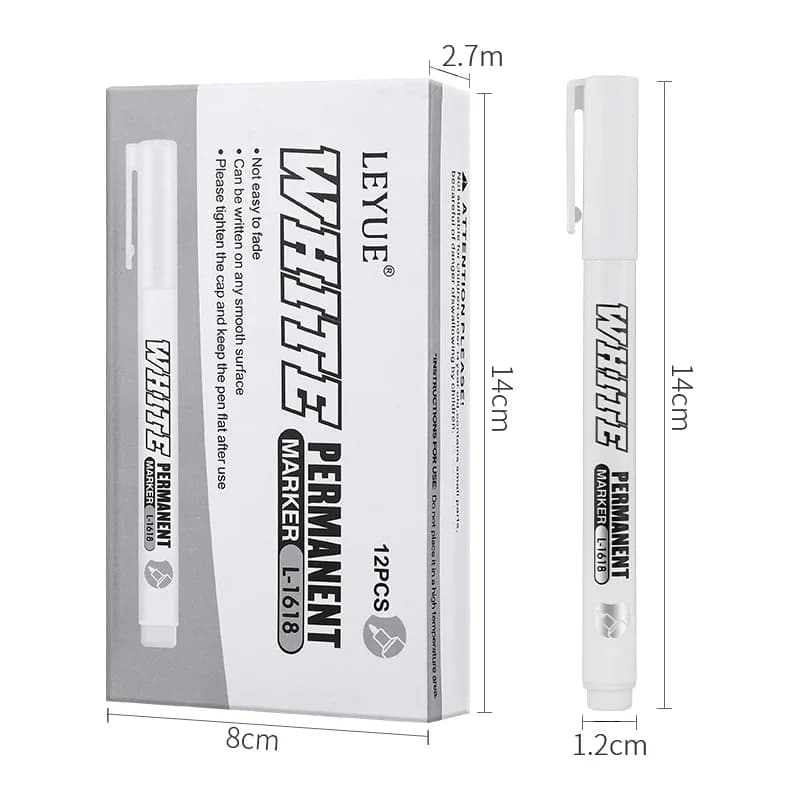 New 1/2/3PCS Waterproof Metal Marker Permanent White Paint Pen Washing Art Painting Graffiti Pens Fabric Wood Leather Marker1MM - 3